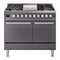 ILVE - 40" Pro Plus II Series Freestanding Dual Fuel Range - Double Oven - Solid Door(s) - Griddle - Natural Gas