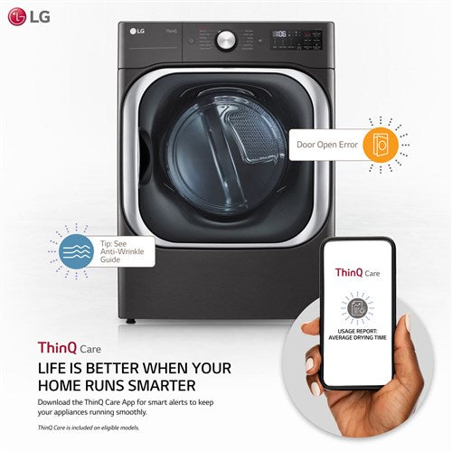LG - 9.0 CF Mega Capacity Gas Dryer with Sensor Dry, Turbo Steam - DLGX8901B