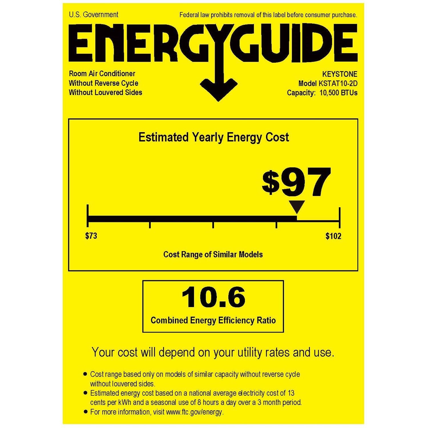 Keystone - 10,000 BTU Through the Wall Air Conditioner,EStar,230V, R32 Thru-the-Wall - KSTAT10-2D