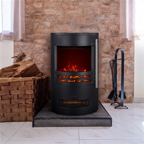 Cambridge - 25"x16"x16" Round Free Standing Fireplace - Black