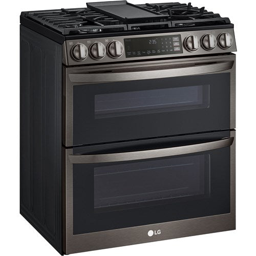 LG - 6.9 CF Smart Gas Double Slide-In, ProBake, Convection, InstaView,Air Fry - Gas Slide-In - LTGL6937D