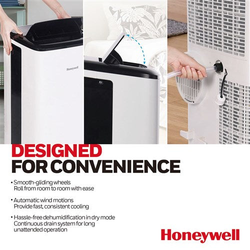 Honeywell - 13, 000 BTU Smart Wi-Fi Portable Air Conditioner, Dehumidifier - HF2CESVWK8