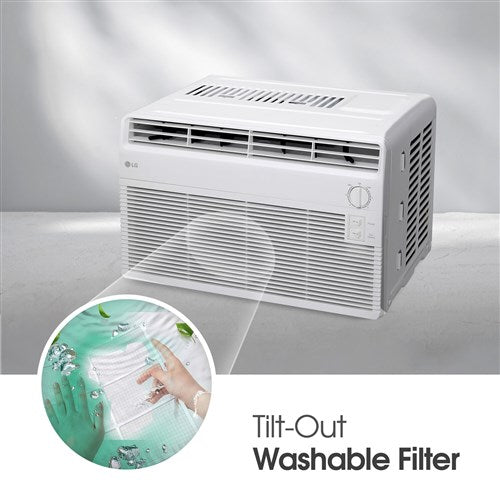 LG - 5,000 BTU Window Air Conditioner, Flat Panel, R32 - White