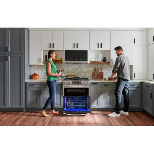 LG - 6.9 CF Smart Gas Double Slide-In, ProBake, Convection, InstaView,Air Fry - Gas Slide-In - LTGL6937D