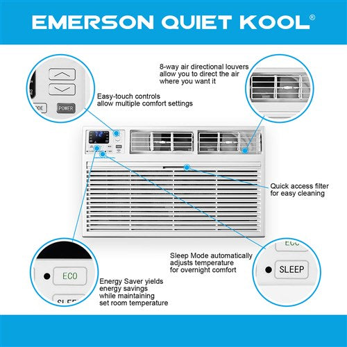 Emerson Quiet - 8,000 BTU Through-the-Wall Air Conditioner, 115V | EATC8RE1T