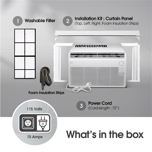 LG - 5,000 BTU Window Air Conditioner, Flat Panel, R32 - White