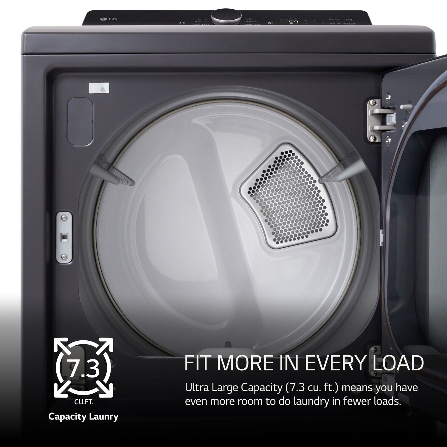 LG - 7.3 cu. ft. 7.3 CF Electric Dryer, Wi-Fi, Easy Load, AI Sensor Dry - Black Matte - DLE8400BE