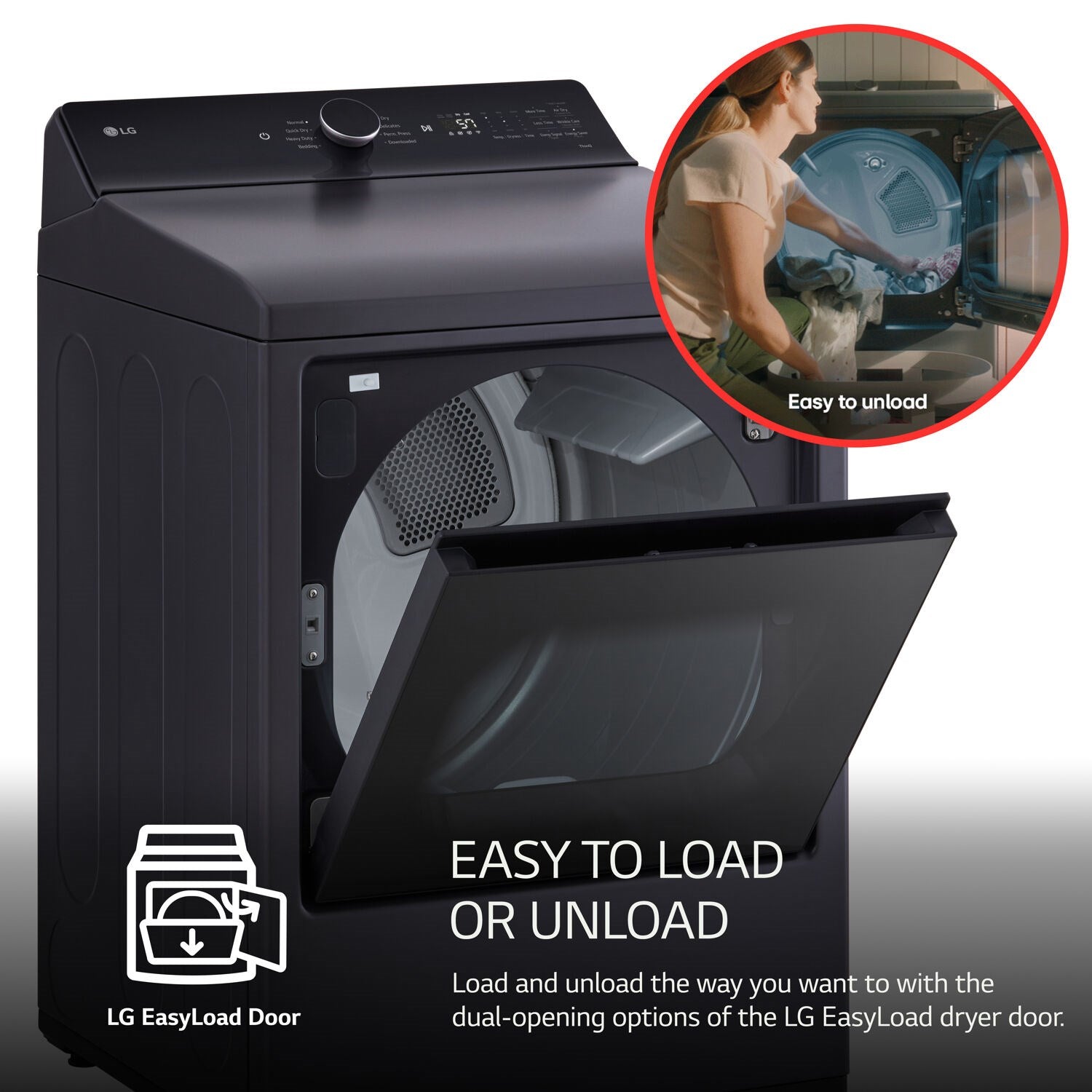 LG - 7.3 cu. ft. 7.3 CF Electric Dryer, Wi-Fi, Easy Load, AI Sensor Dry - Black Matte - DLE8400BE