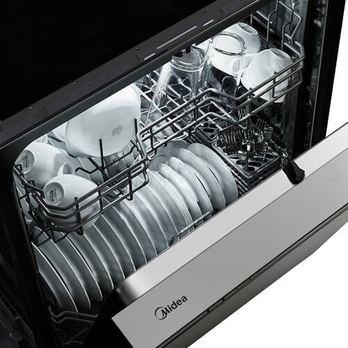 Midea - 24" Front Control Dishwasher, 52 dBA, Hybrid Tub - Stainless - MDF24P1BST