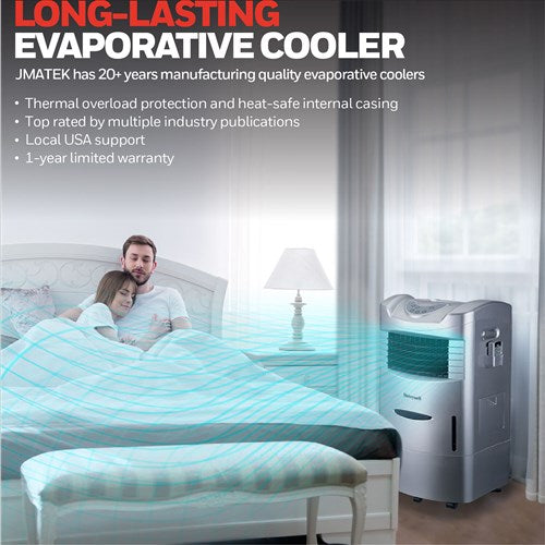 Honeywell 760 CFM Indoor Evaporative Air Cooler (Swamp Cooler) with Remote Control in Silver (Outdoor Safe and Outdoor Only)