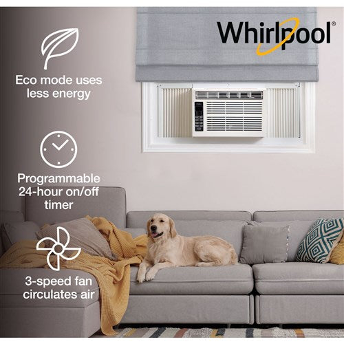 Whirlpool Energy Star 6,000 BTU 115V Window-Mounted Air Conditioner with Remote Control | WHAW061CW