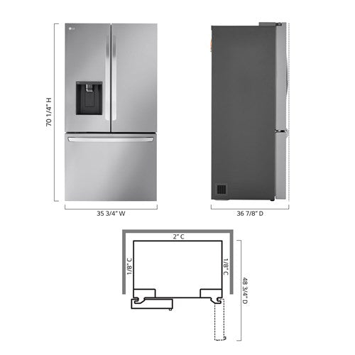 LG - 31 CF 3 Door French Door, Ice and Water with Dual Ice - LRFXS3106S
