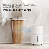 TCL - 50 Pint Dehumidifier with Pump, Wifi, Energy Star, 6A - White