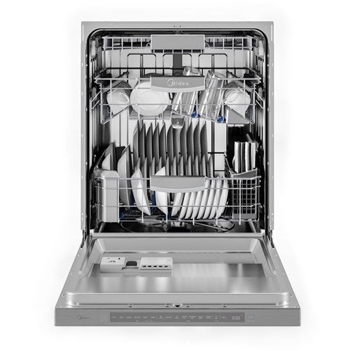 Midea - 24" Top Ctrl Dishwasher, 45 dBA, 3rd Rack, Wi-Fi - Stainless - MDT24P5AST