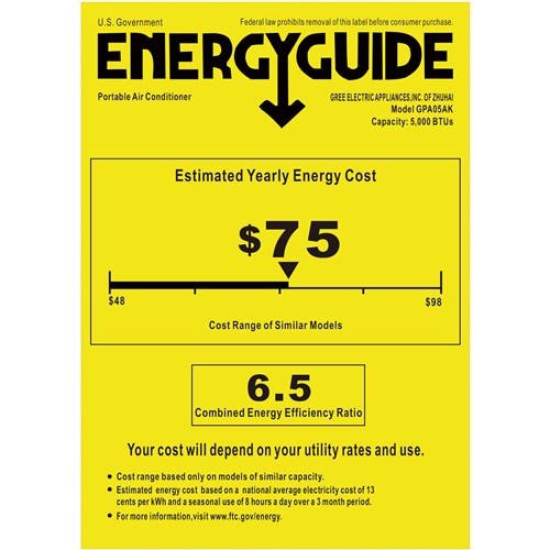 Gree - 5,000 BTU Portable AIr Conditioner (DOE/CEC) | GPA05AK