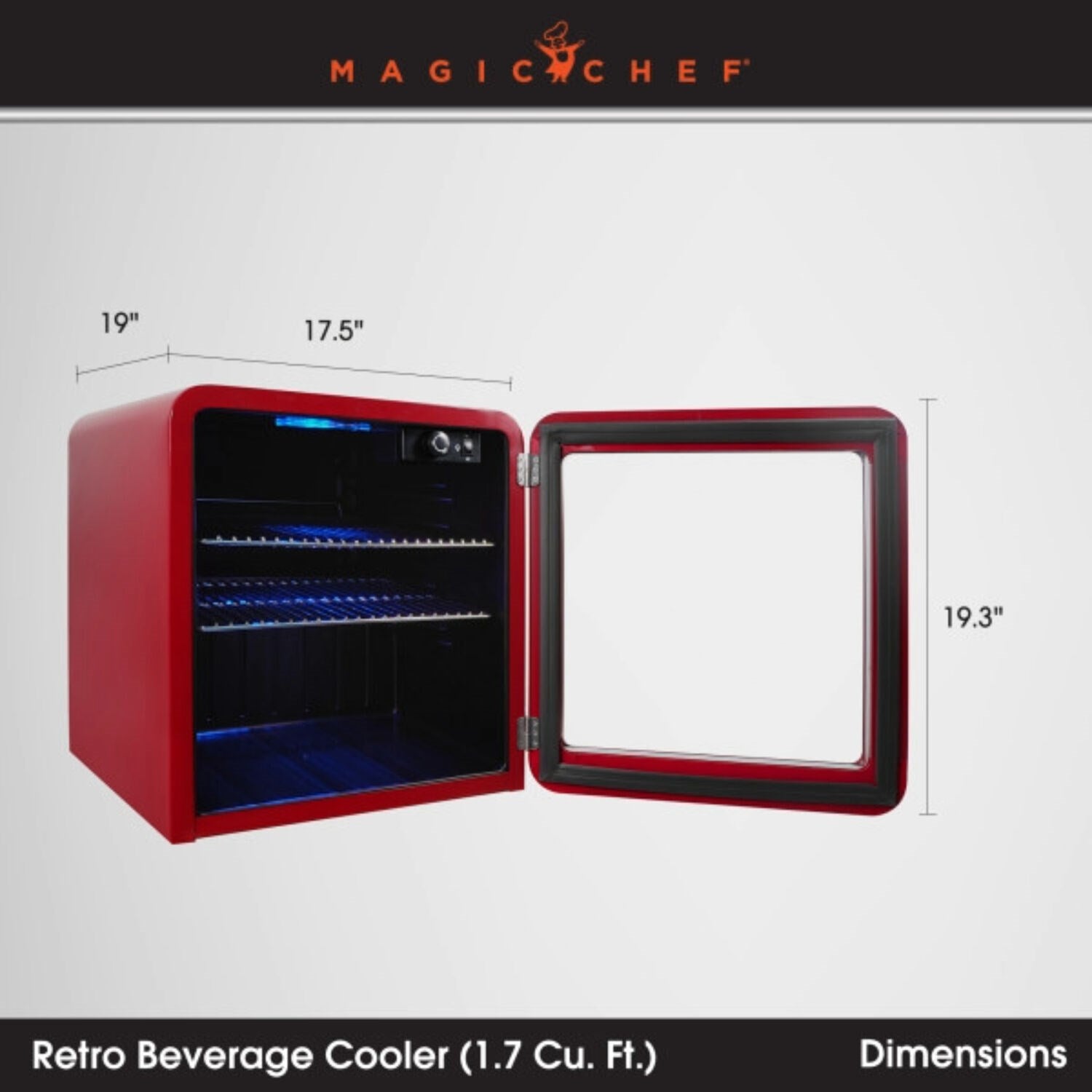 Magic Chef - 1.7 Cu Ft Beverge Cooler Retro - Beverage Center - MCBC17CHR