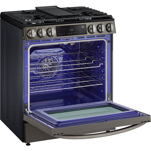 LG - 6.3 CF Gas Single Oven Slide-In Range, Instaview, Air Fry, ProBake,ThinQ - LSGL6335D