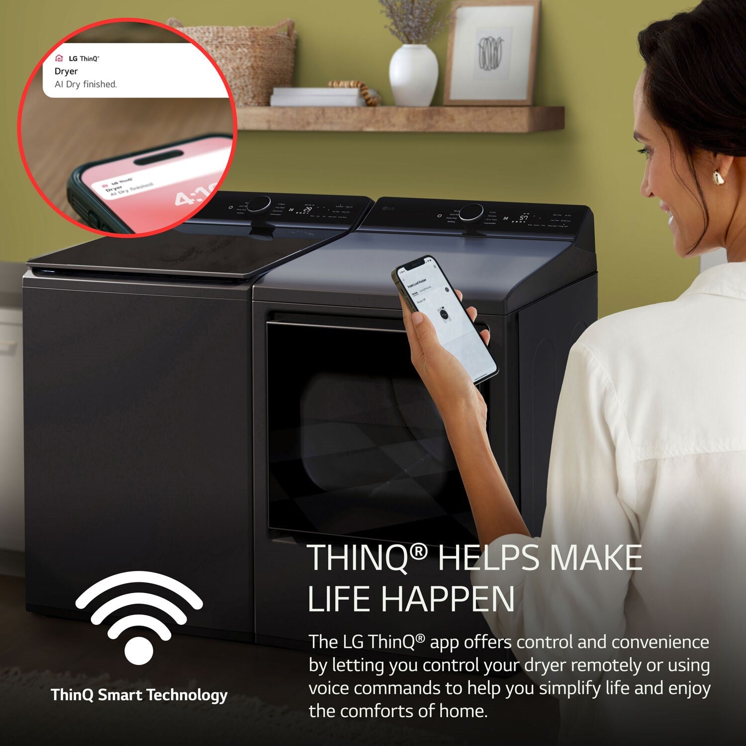 LG - 7.3 cu. ft. 7.3 CF Electric Dryer, Wi-Fi, Easy Load, AI Sensor Dry - Black Matte - DLE8400BE