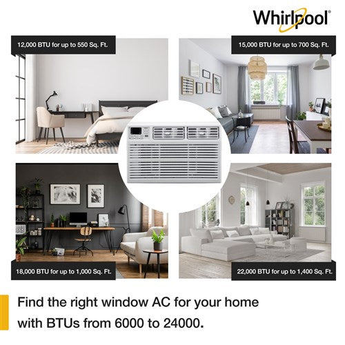 Whirlpool Energy Star 22,000 BTU 230V Window-Mounted Air Conditioner with Remote Control | WHAW222BW