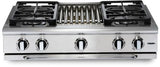 Capital Cooking - 36" Capital Precision Rangetop - 19K BTU - 4 Sealed Burners w/ 12" Griddle - GRT364G