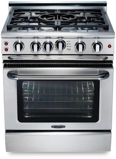 Capital Cooking - 30" Capital Precision Range - Self Clean - 19K BTU - 4 Sealed Burners w/ 9" BBQ Burner - GSCR304B