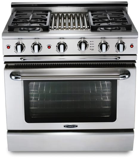 Capital Cooking - 36" Capital Precision Range - Self Clean - 19K BTU - 4 Sealed Burners w/ 12" Power Wok - GSCR364W