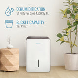 KEYSTONE - 50 Pint Dehumidifier with Built-in Pump, Energy Star, R32 - White - KSTAD506PF