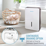 KEYSTONE - 50 Pint Dehumidifier with Built-in Pump, Energy Star, R32 - White - KSTAD506PF