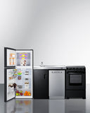 Summit - 80" Wide All-In-One Kitchenette with Range and Dishwasher - ACK80HT