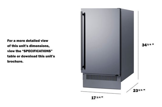 Summit - 18" wide clear icemaker for outdoor use - BIM182OS