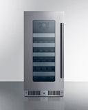 Summit - 15" wide built-in wine cellar with seamless stainless steel door trim - CL155WC1