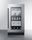 Summit - 18" wide built-in beverage center with seamless stainless steel trimmed glass door and stainless steel wrapped cabinet - CL181WBVCSS