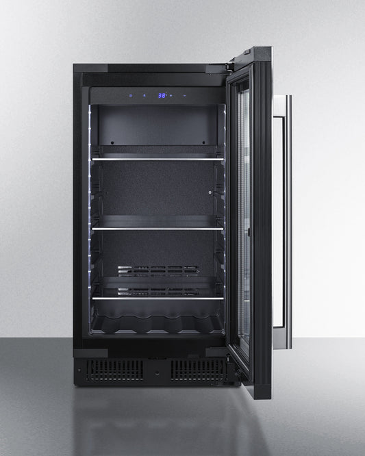 Summit - 18" wide built-in beverage center with seamless stainless steel trimmed glass door and stainless steel wrapped cabinet - CL181WBVCSS