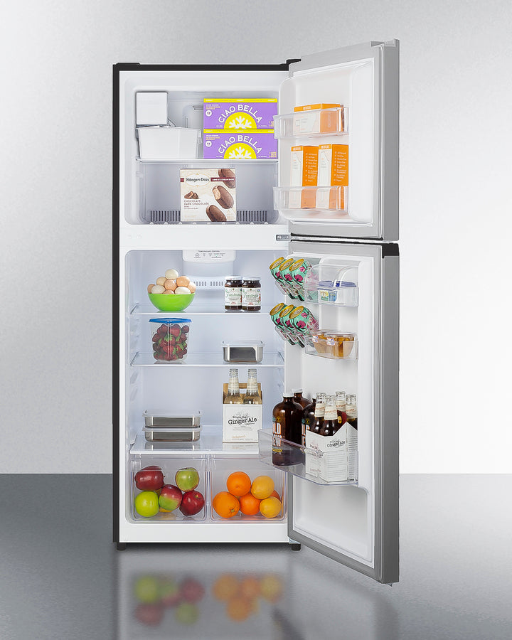 Summit - 24" Wide Top Mount Refrigerator-Freezer with Icemaker - Stainless Steel Look - FF1089PLIM