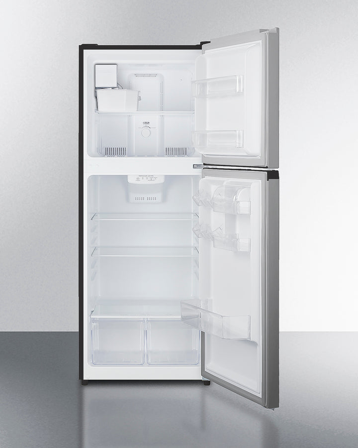 Summit - 24" Wide Top Mount Refrigerator-Freezer with Icemaker - Stainless Steel Look - FF1089PLIM