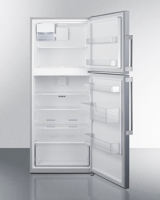 Summit - ENERGY STAR certified counter depth refrigerator-freezer with stainless steel doors, platinum cabinet, and icemaker - FF1514SSIM