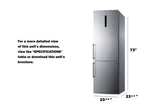 Summit - European counter depth bottom freezer refrigerator with stainless steel doors, platinum cabinet, factory installed icemaker, and digital controls for each section - FFBF249SS2IM