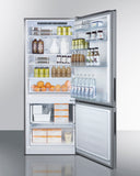 Summit - Frost-free bottom freezer refrigerator with factory-installed icemaker - FFBF279SSXIM
