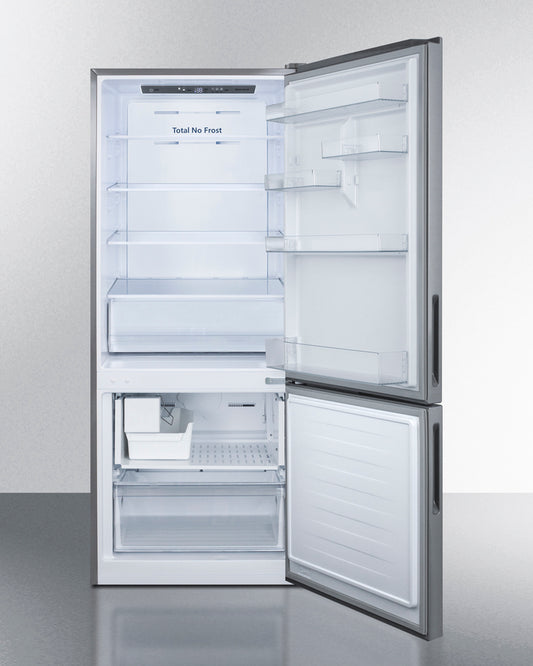 Summit - Frost-free bottom freezer refrigerator with factory-installed icemaker - FFBF279SSXIM