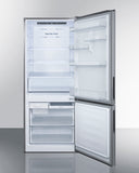 Summit - ENERGY STAR certified bottom freezer refrigerator with stainless steel doors - FFBF279SSX