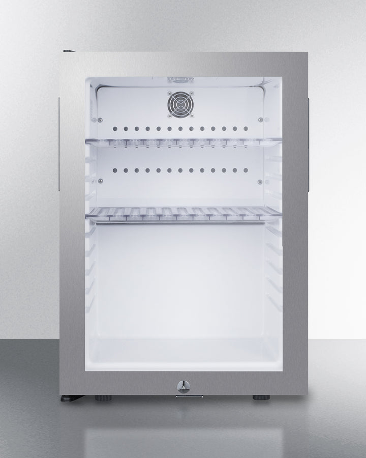 Summit - Compact glass door minibar with front lock - MB27GLSS