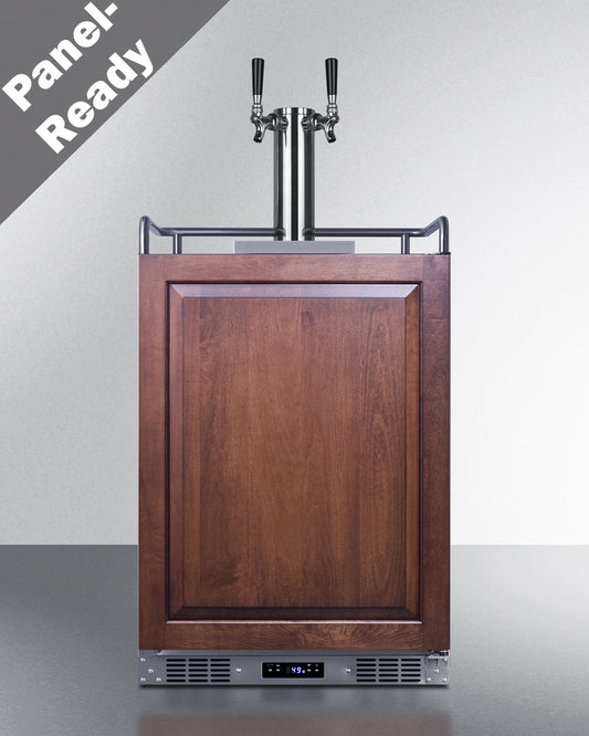 Summit - Built-in undercounter dual tap beer kegerator in complete stainless steel with panel ready door - SBC682PNRTWIN