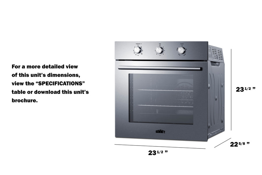 Summit - 24" wide LP gas wall oven in stainless steel - SGW244SSLP