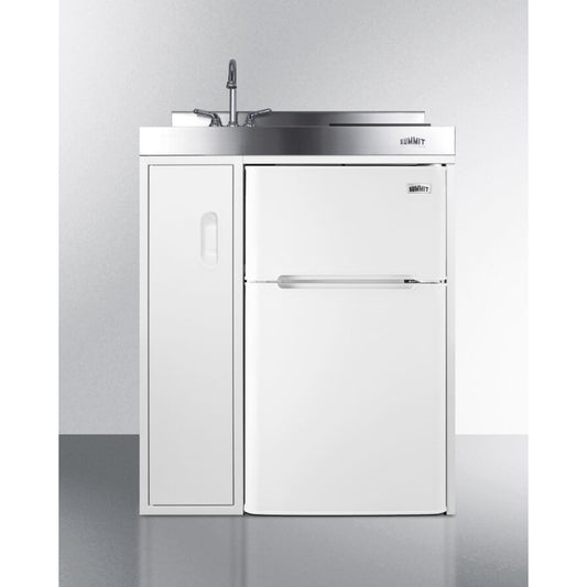 Summit - 30" wide all-in-one kitchenette with 2-burner 115V induction cooktop, refrigerator-freezer, sink, and storage cabinet - C30IND