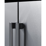 Summit - 24" wide undercounter frost-free side-by-side refrigerator-freezer in stainless steel with locks, stainless steel handles, and digital controls - FFRF24SS