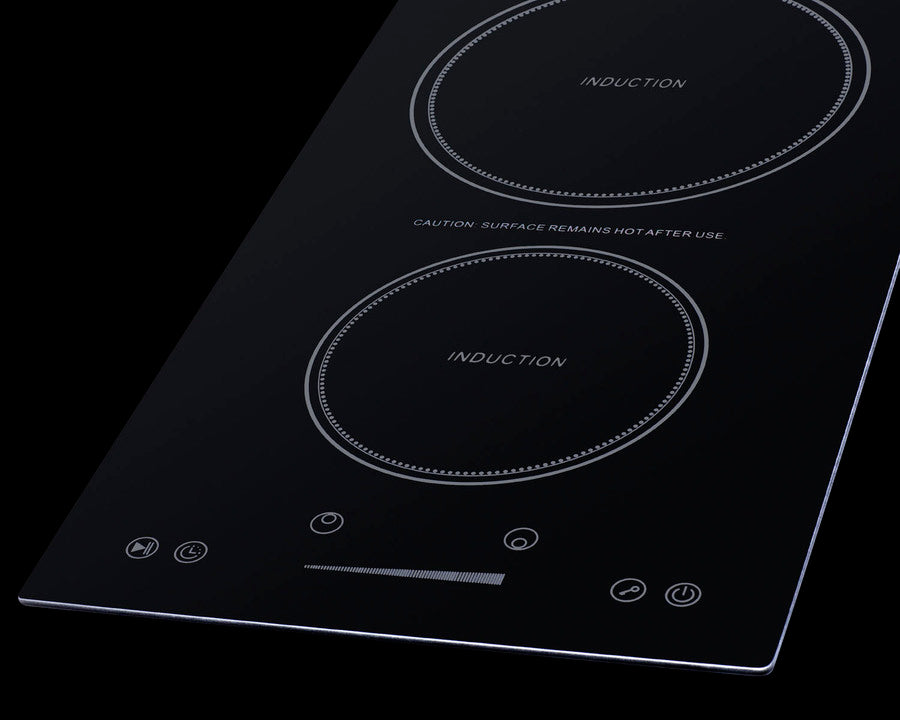 Summit - 13" Wide - 115V 2-Zone Induction Cooktop - Cord Included