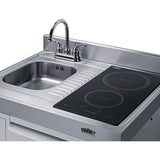 Summit - 30" wide all-in-one kitchenette with 2-burner 115V induction cooktop, refrigerator-freezer, sink, and storage cabinet - C30IND