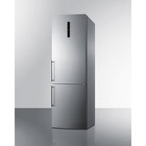 Summit - ENERGY STAR certified European counter depth bottom freezer refrigerator with stainless steel doors, platinum cabinet, and digital controls for each section - FFBF249SS2