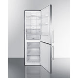 Summit - ENERGY STAR certified European counter depth bottom freezer refrigerator with stainless steel doors, platinum cabinet, and digital controls for each section - FFBF249SS2