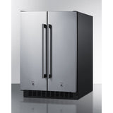 Summit - 24" wide undercounter frost-free side-by-side refrigerator-freezer in stainless steel with locks, stainless steel handles, and digital controls - FFRF24SS